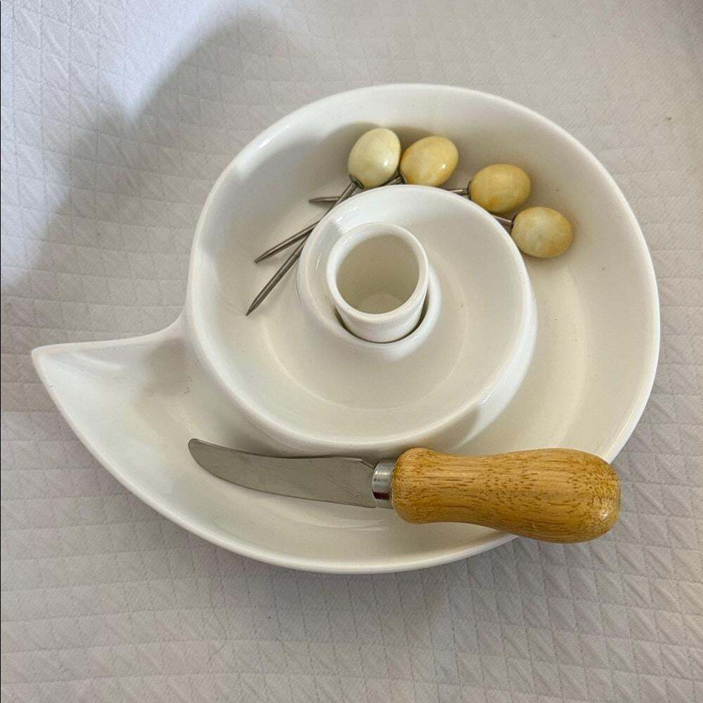 Vintage Escargot Verdici Design Ceramic Escargot Complete Set
